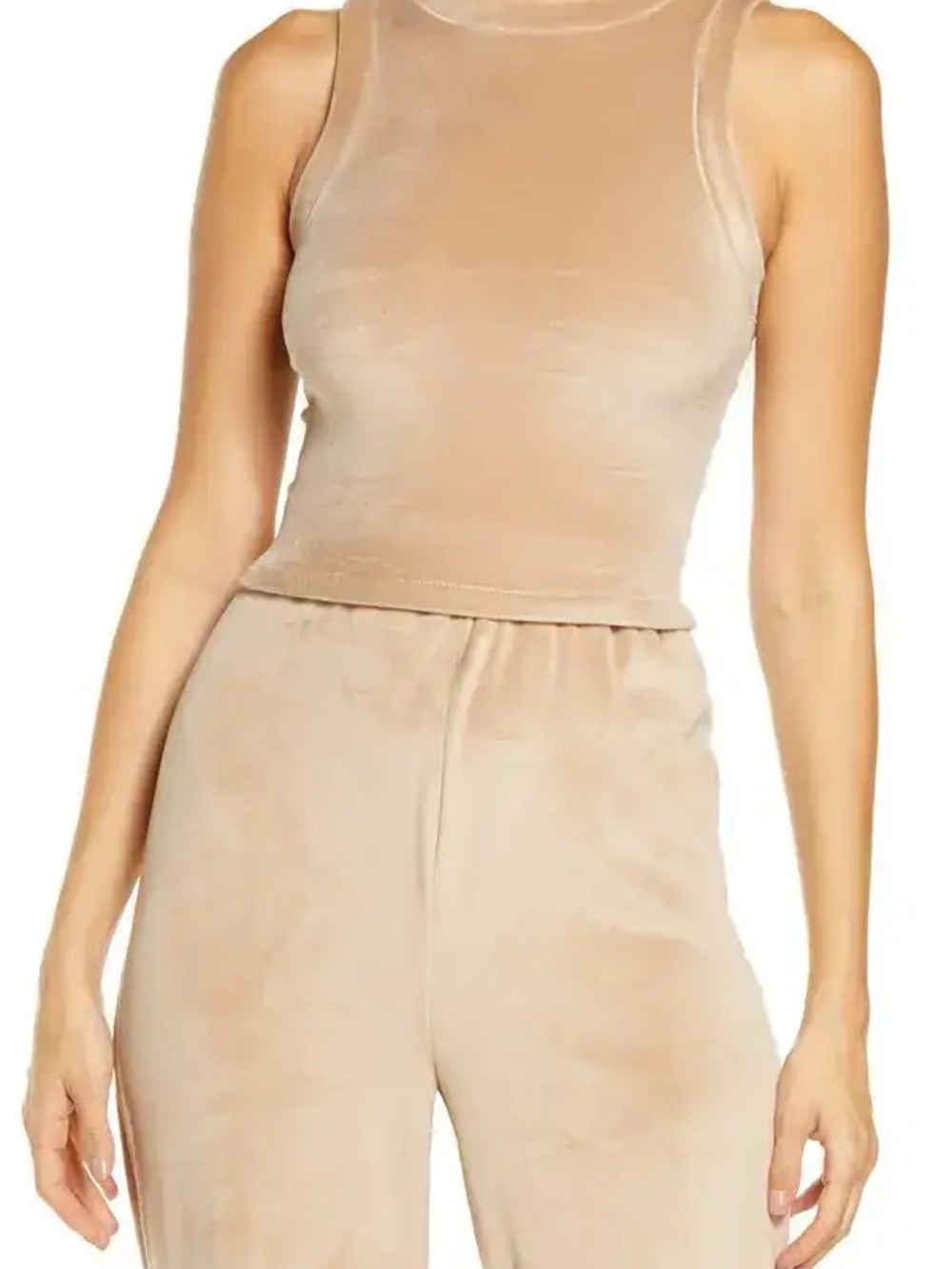 EUC SKIMS Velour Crew Neck Tank Top Honey Tan Size XS $52 MSRP